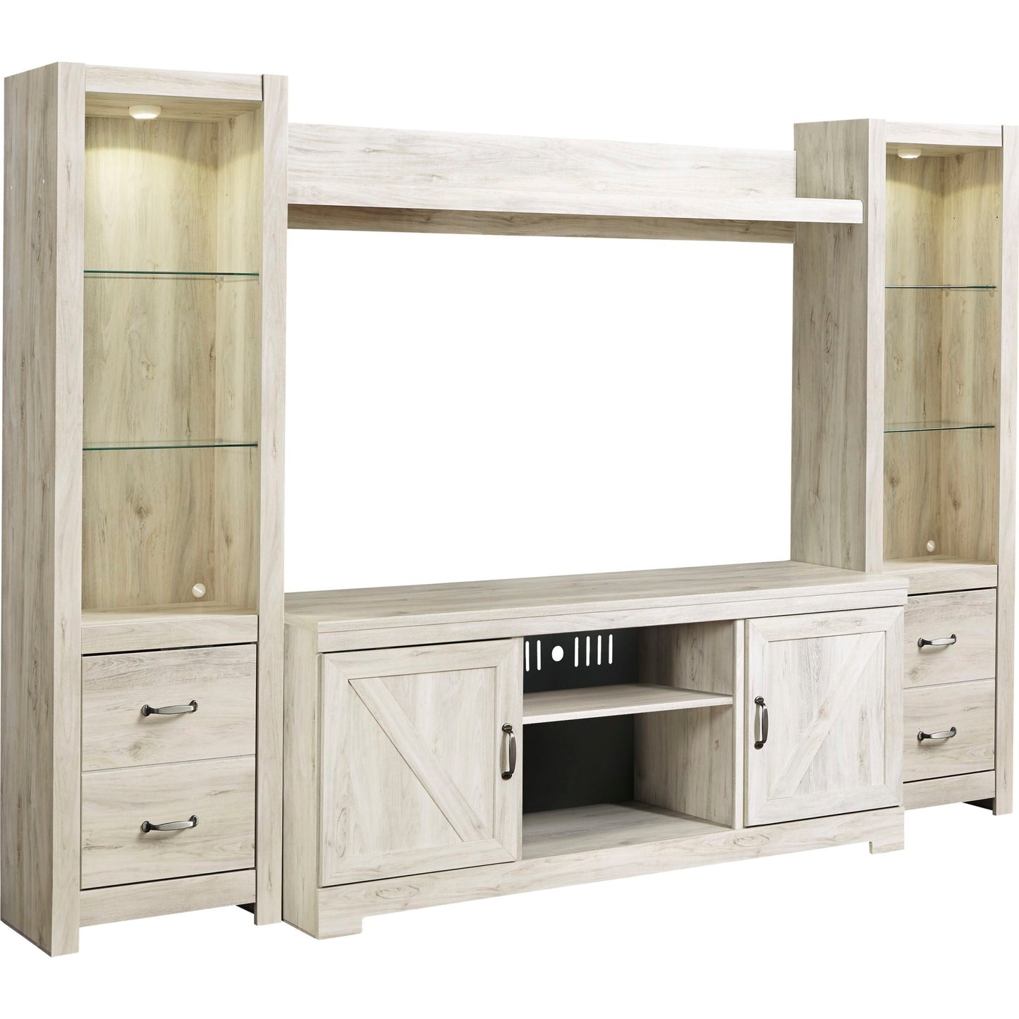 Meuble de divertissement Bellaby 5 pièces - Blanchi à la chaux