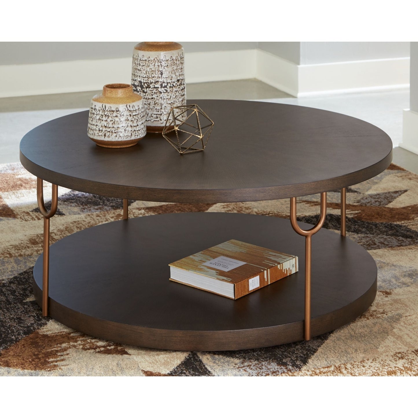 Table basse Brazburn - Finition marron foncé/doré