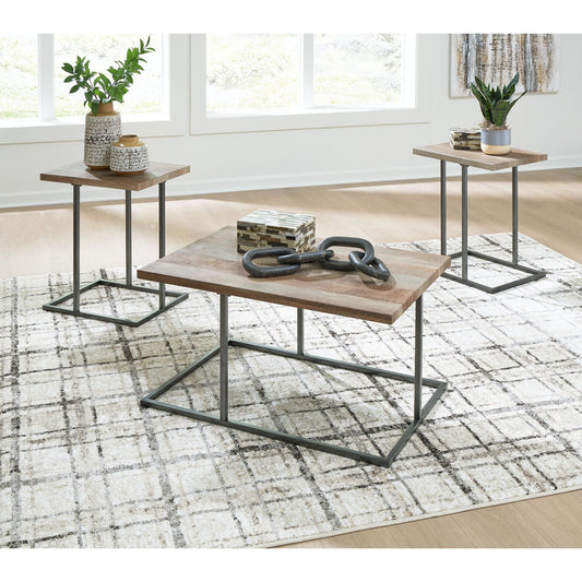 Tables Albreane (lot de 3) - Brun grisâtre/noir
