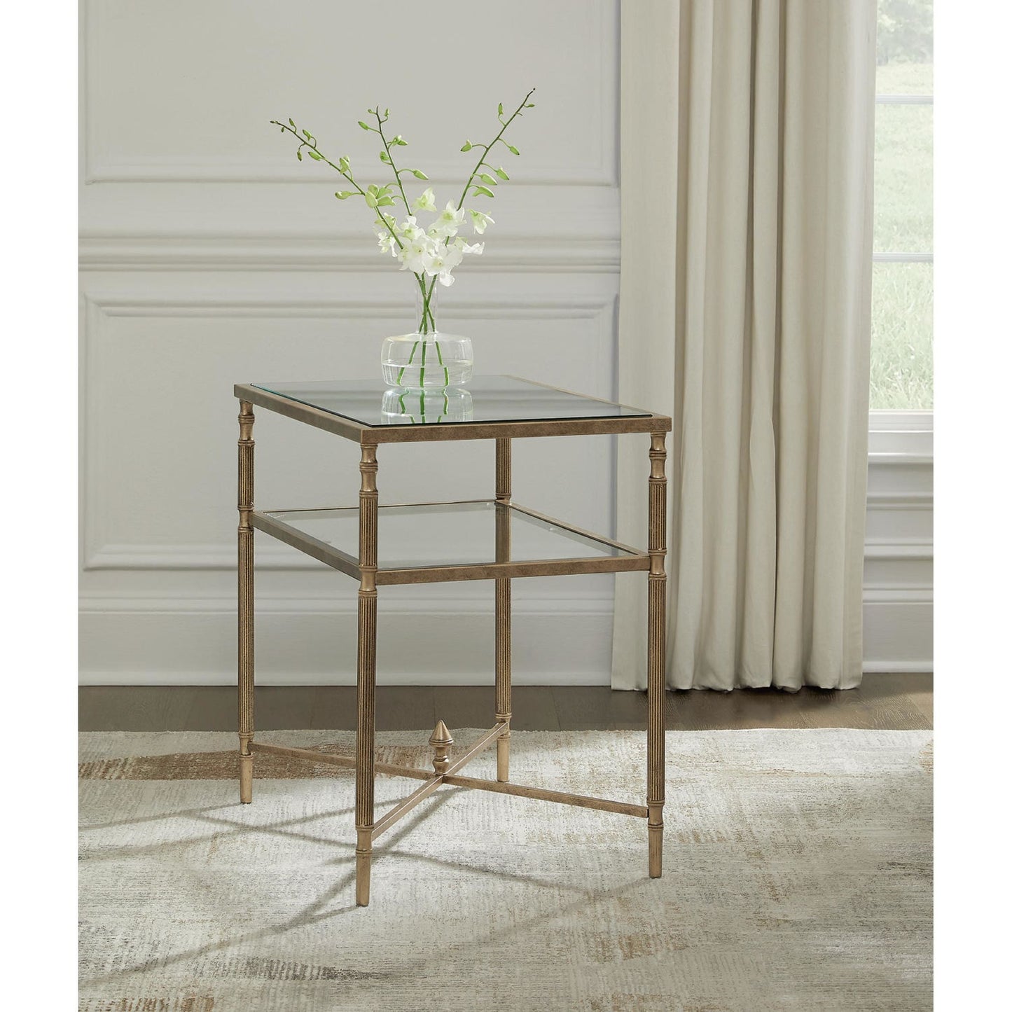 Table d'appoint Cloverty - Finition or vieilli