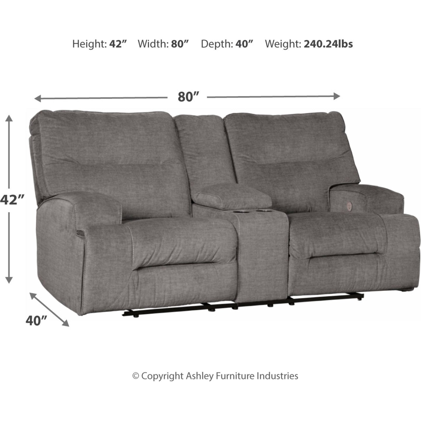 Canapé inclinable Coombs avec console - Anthracite
