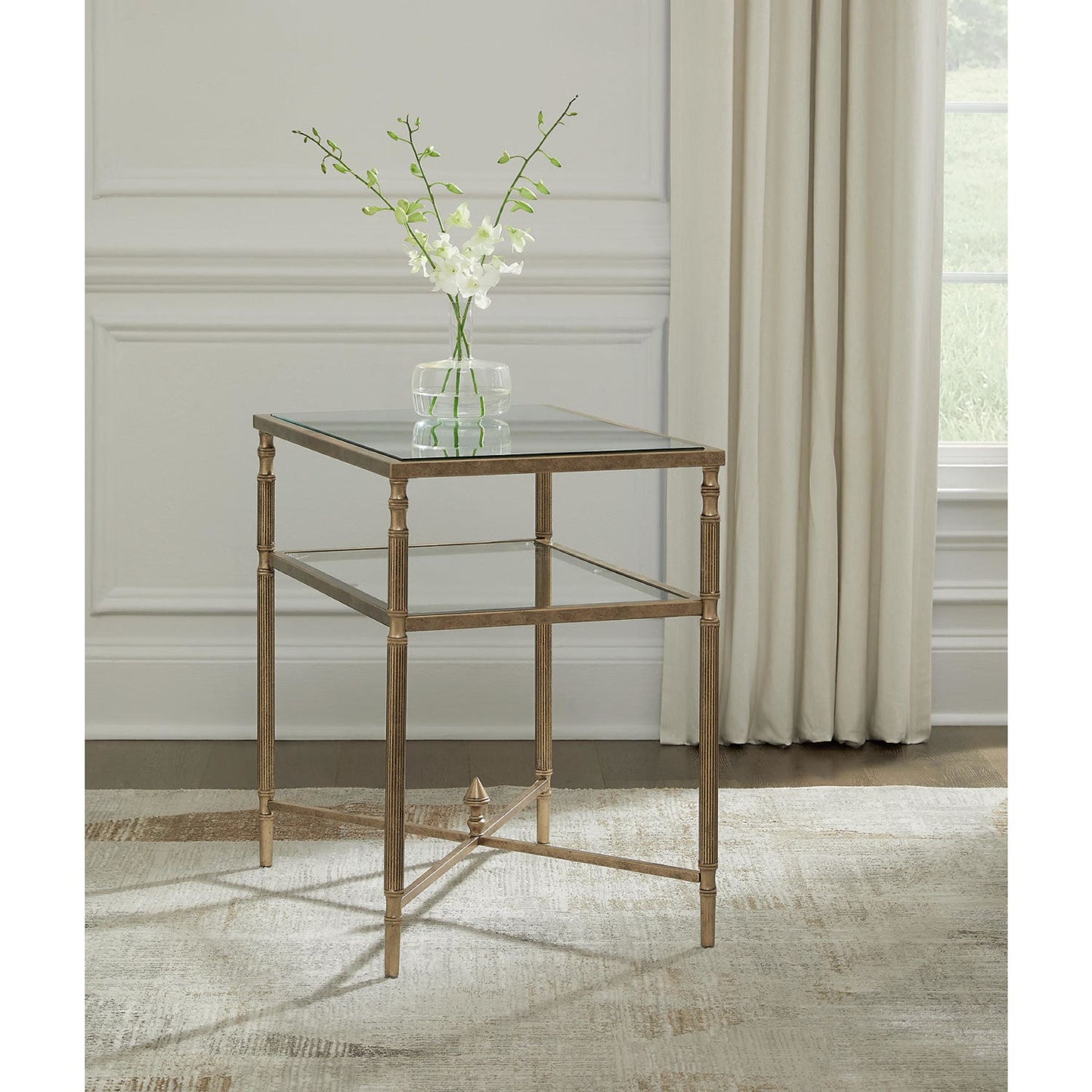 Table d'appoint Cloverty - Finition or vieilli