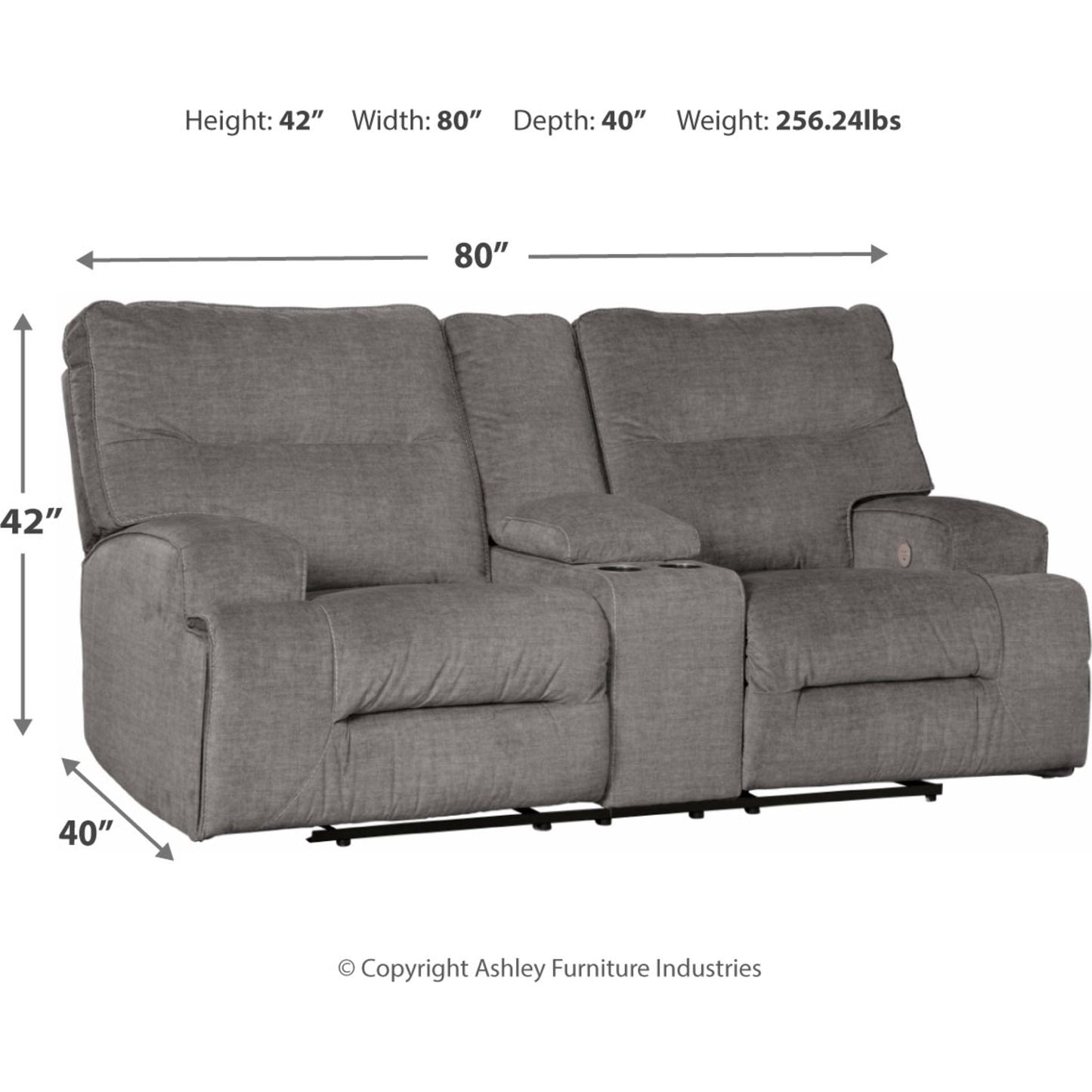 Causeuse inclinable électrique Coombs avec console - Anthracite