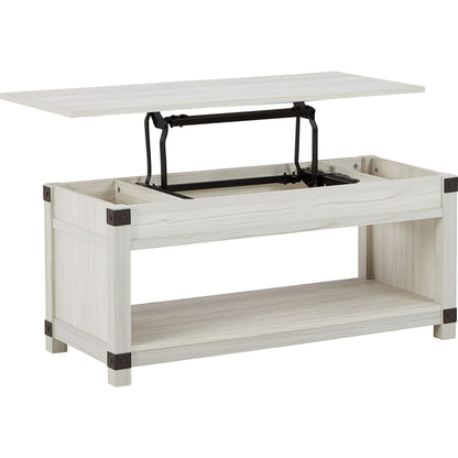 Table basse rectangulaire relevable Bayflynn - Blanchi à la chaux
